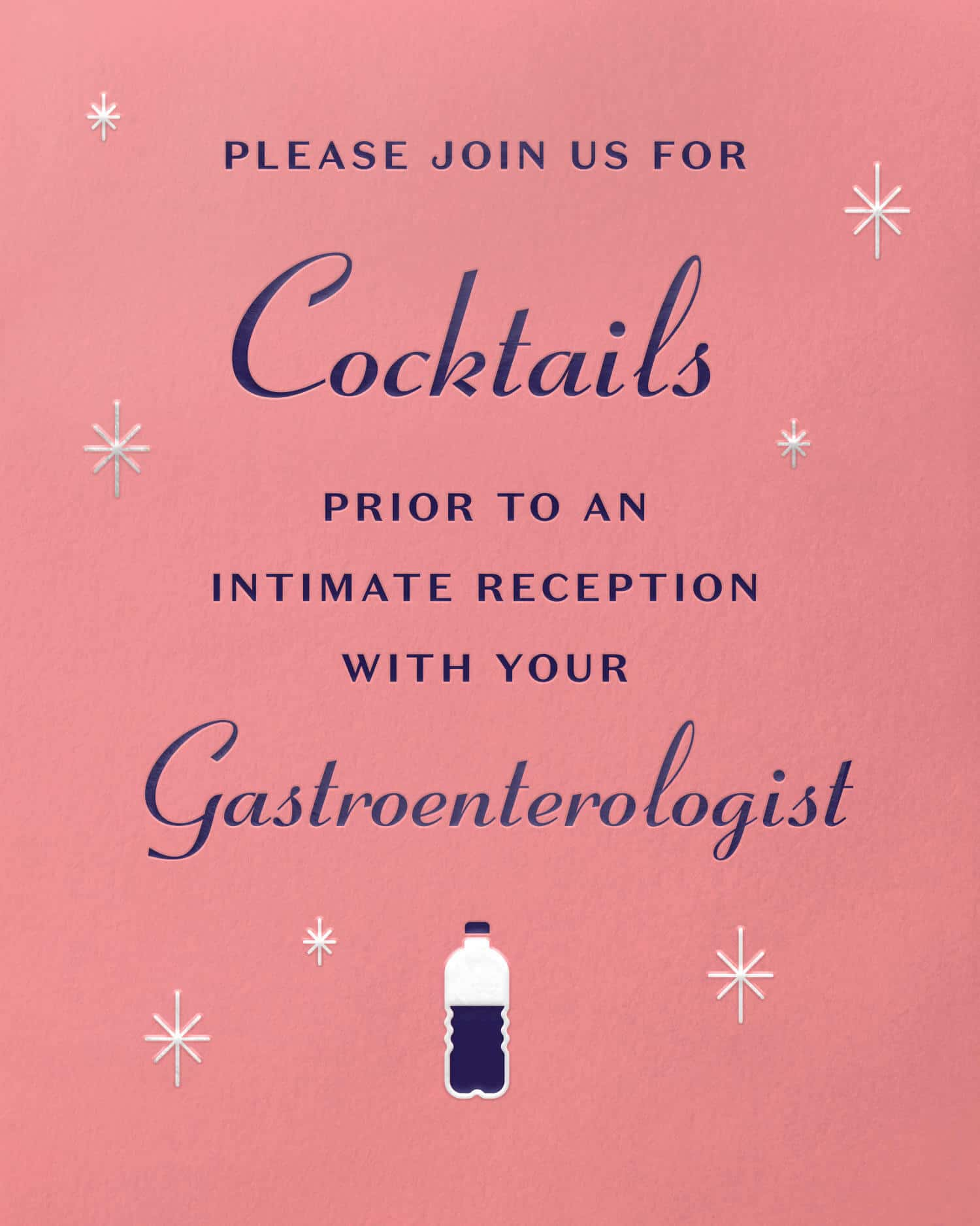 Card Design: RSVP - Please join us for cocktails prior to an intimate reception with your gastroenterologist.