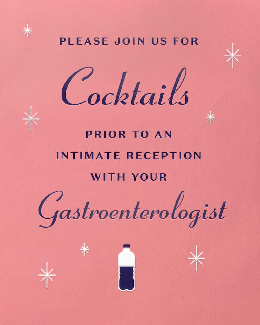 Card Design: RSVP - Please join us for cocktails prior to an intimate reception with your gastroenterologist.